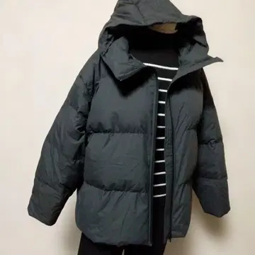 무인양품 남성용 XS 블랙 다운 자켓 후드 부착 여성용도