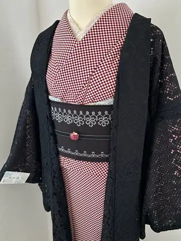 미사용 레이스 긴 겉옷 블랙