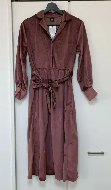 [ 택 포함 새상품 ] merlot 벨로아 롱 원피스 리본 핑크