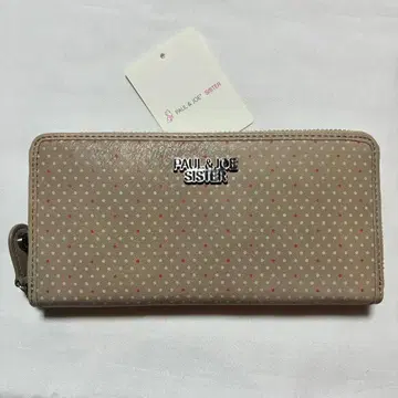 폴앤조 시스터 라운드 지퍼 장지갑 (도트 모카 베이지)
