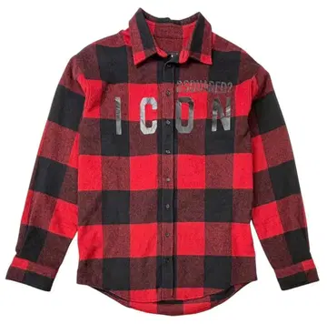 디스퀘어드 ICON 로고 프린트 긴팔 셔츠 레드/블랙 44