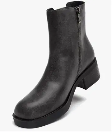 그레이 지퍼 합성 피혁 부츠