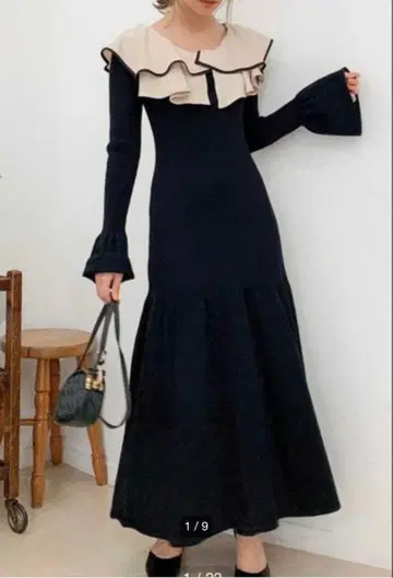 dazzlin 레이어드 파이핑 니트 원피스