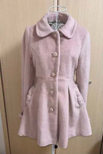 잉그 플레어 실루엣 핑크 롱 코트