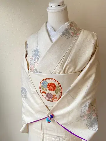 순수 실크 쓰무기 이중 기모노 토카마치쓰무기