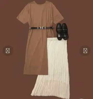 MADEMOISELLE ROPE' 플리츠 스커트 레이어드 셔츠 원피스