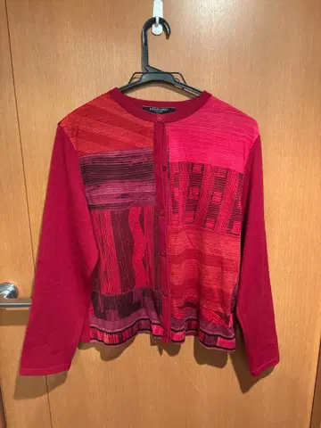 LEONARD 빨간색 가디건 프론트 오픈