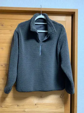 무인양품 보아 플리스 하프 지퍼 풀오버 여성 L 다크 그레이