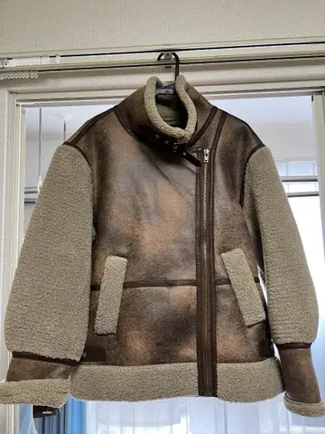 무스탕 자켓 브라운 지퍼 가죽 남성용