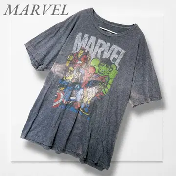 마블 아메리칸 코믹스 T셔츠 (3L) 흑먹색 빅 사이즈 구제 의류 빈티지