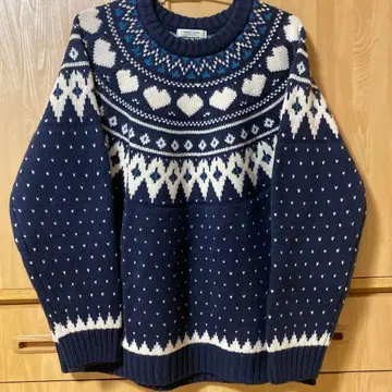 FREAK'S STORE 큐신 하트 무늬 페어아일 풀오버