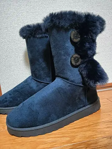 네이비 퍼 어그 부츠