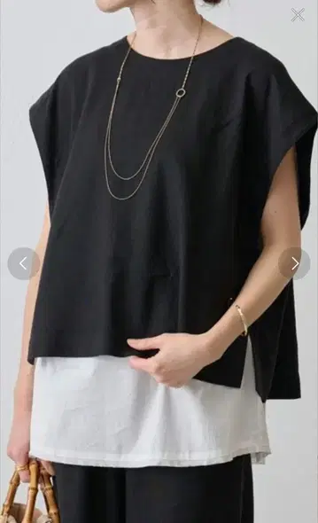 비어즐리 린넨 숏 베스트 블랙 미사용 새상품