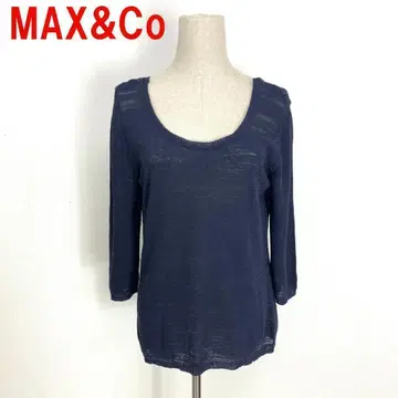 A3304 맥스앤코 7부 소매 니트 티셔츠 면 린넨 네이비 L