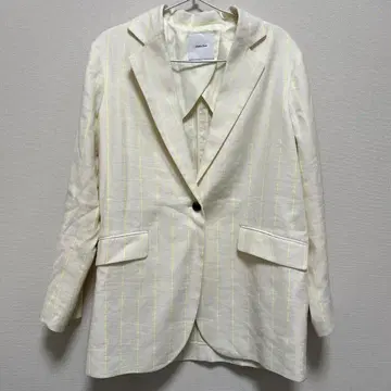 테일러드 자켓 크림색 스트라이프 린넨