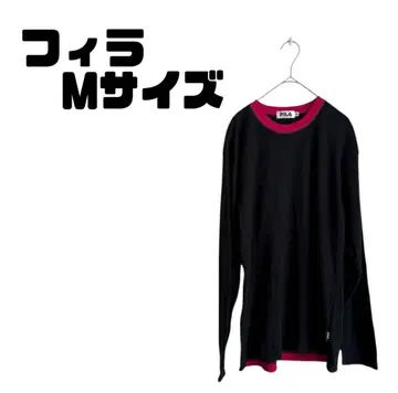 새상품급 휠라 와플 롱T셔츠 배색 넥 스트릿 캐주얼 ( M )