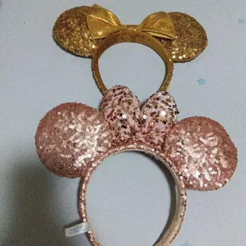 미니 귀 머리띠 세트 (골드 핑크)