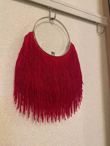 빨간색 프린지 디자인 파티 백