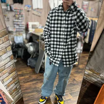 플란넬 긴팔 셔츠 블랙/화이트 체크