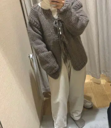 Kastane 포칼라 레이어드 스타일 핸드 니트 2WAY 그레이지