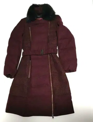 폴 스미스 울 버건디 다운 코트 허리 벨트 포함