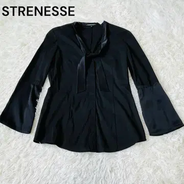 STRENESSE 스트라네스 실크 절개 블라우스 리본