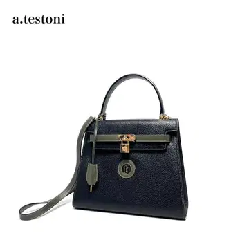 [새상품급] a.testoni 테스트니 italy/골드 금장 장식 핸드백