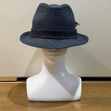 이탈리아 노포 볼사리노 그레이 계열 체크 페도라 햇 깃털 포함 일본제 울