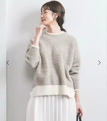 UNITED ARROWS 폭스 캐시미어 크루넥 니트