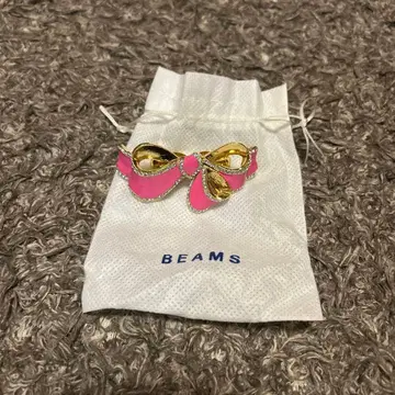 BEAMS 리본 모티브 반지 핑크 골드