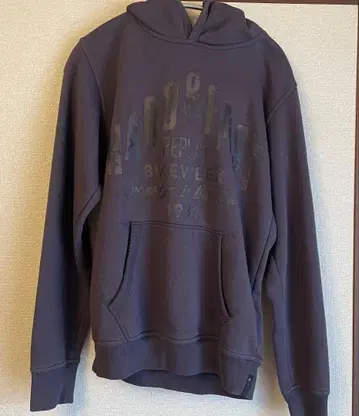 리플레이 프론트 프린트 다크 그레이 후드티