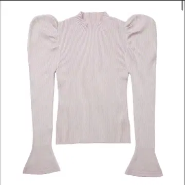 Volume Sleeve Rib Knit Top her lip to