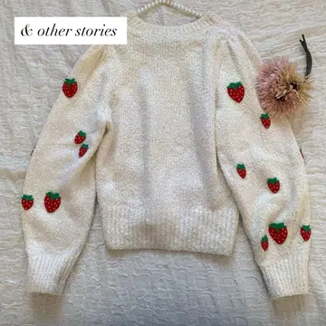 & other stories 딸기 자수 니트