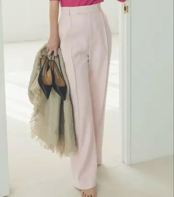 미사용 anuans 더블 새틴 스트레이트 팬츠