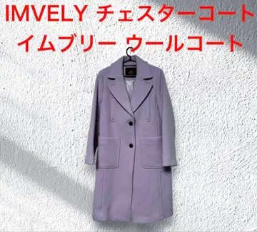IMVELY 이 체스터 코트 울 코트 퍼플 라벤더