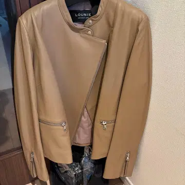 LOUNIE 베이지 가죽 자켓 40