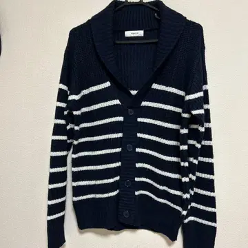 남성용 보더 니트 가디건 네이비 사이즈 L