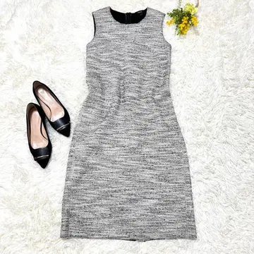 띠어리 슬리브리스 트위드 원피스 그레이 S 사이즈 무릎 기장 세레모니