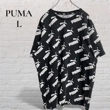 [ PUMA ] [ L ] 여성용 반팔 올 패턴 캐주얼 로고 티셔츠