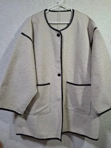 노카라 자켓 베이지 플리스풍