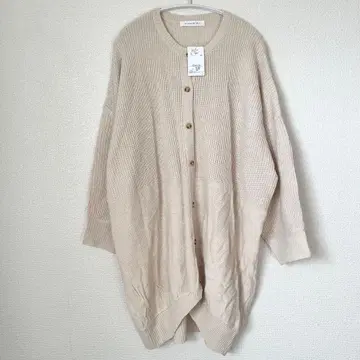 아즈 노우 아즈 플러스 니트 가디건 니트 가디건 베이지 롱 가디건