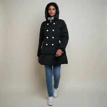 새상품급 LOVELESS 다운 코트 자켓 블랙 후드 XS