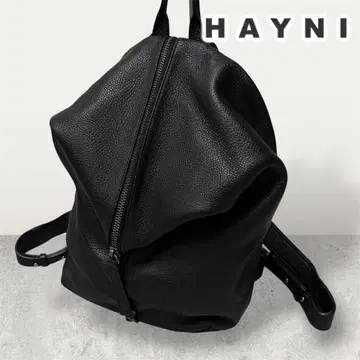 HAYNI 헤이니 올 가죽 천연 가죽 백팩 주름 블랙 블랙 출퇴근 맘