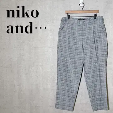 니코앤드 사이즈 4(L) 글렌체크 턱 테이퍼드 팬츠 백 밴딩