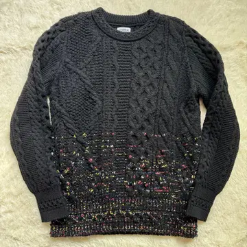 COOHEM 케이블 니트 뜨개질 아란 블랙 M