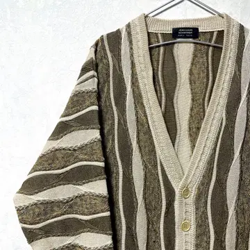 디자인 니트 가디건 올 패턴 빈티지 레트로 어스 컬러 3D