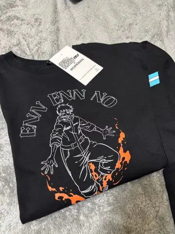 염염소방대 x 워크맨 프린트 긴팔 T셔츠 M 사이즈 블랙