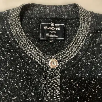 i21)발렌자스포츠 전체 스팽글 비즈 니트 가디건 40 사이즈