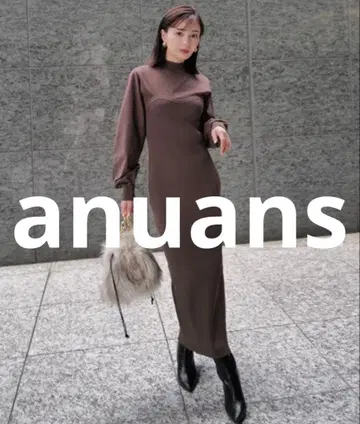 새상품급 anuans 니트 원피스 FREE 브라운 여성용