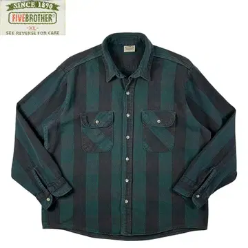 90s 파이브 브라더 헤비 플란넬 쇼트 기장 XL 블록 체크